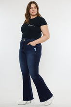 Load image into Gallery viewer, Plus High Rise Double WB Fray Hem Flare Jeans