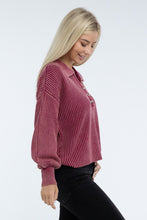 Load image into Gallery viewer, Washed Collared Henley Sweater