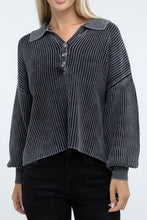 Load image into Gallery viewer, Washed Collared Henley Sweater