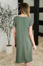 Load image into Gallery viewer, Barely Trying V-Neck Relaxed Dress in Gray Green