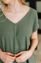 Load image into Gallery viewer, Barely Trying V-Neck Relaxed Dress in Gray Green