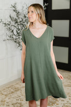 Load image into Gallery viewer, Barely Trying V-Neck Relaxed Dress in Gray Green