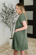 Load image into Gallery viewer, Barely Trying V-Neck Relaxed Dress in Gray Green