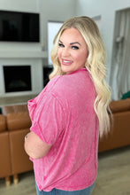 Load image into Gallery viewer, Mineral Wash Ribbed Round Neck Top in Hot Pink