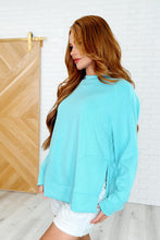 Load image into Gallery viewer, It's The Little Things Relaxed Scuba Pullover in Mint Sky