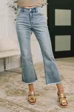 Load image into Gallery viewer, Mckaylee Mid Rise Kick Flare Jeans with Frayed Hem