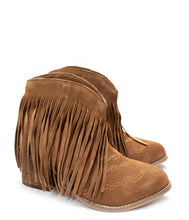 Load image into Gallery viewer, Amos Fringe Ankle Bootie in Tan Suede