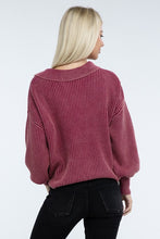Load image into Gallery viewer, Washed Collared Henley Sweater