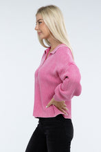 Load image into Gallery viewer, Washed Collared Henley Sweater