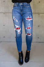 Load image into Gallery viewer, Buffalo Plaid Peek-A-Boo Skinnies