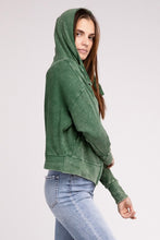 Load image into Gallery viewer, Acid Wash Cotton Waffle Hooded Zip-Up Jacket
