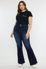 Load image into Gallery viewer, Plus High Rise Double WB Fray Hem Flare Jeans
