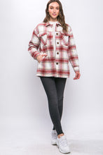 Load image into Gallery viewer, Plaid Button Up Jacket with Sherpa Lining
