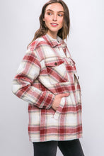 Load image into Gallery viewer, Plaid Button Up Jacket with Sherpa Lining
