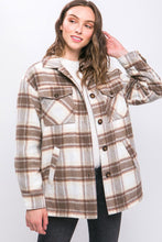 Load image into Gallery viewer, Plaid Button Up Jacket with Sherpa Lining
