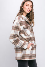 Load image into Gallery viewer, Plaid Button Up Jacket with Sherpa Lining
