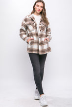 Load image into Gallery viewer, Plaid Button Up Jacket with Sherpa Lining
