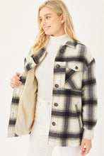 Load image into Gallery viewer, Plaid Button Up Jacket with Sherpa Lining
