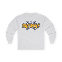 Load image into Gallery viewer, Brewers Baseball Long Sleeve Tee — Vintage Script &amp; Crossed Bats
