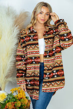 Load image into Gallery viewer, PLUS SIZE Long Sleeve Aztec Print Woven Jacket
