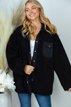 Load image into Gallery viewer, Long Sleeve Solid Woven Sherpa Jacket
