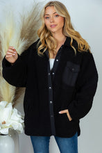 Load image into Gallery viewer, Long Sleeve Solid Woven Sherpa Jacket
