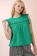 Load image into Gallery viewer, Ruffle Detail Solid Knit Top
