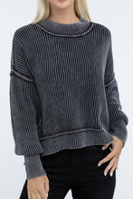 Load image into Gallery viewer, Washed Side Slit Oversized Cropped Sweater
