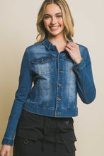 Load image into Gallery viewer, Distressed Button Up Stretchy Cotton Denim Jacket
