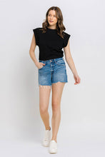 Load image into Gallery viewer, High Rise Distressed Hem A-Line Shorts
