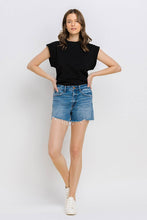 Load image into Gallery viewer, High Rise Distressed Hem A-Line Shorts
