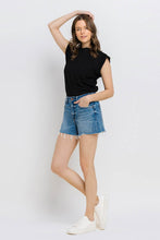 Load image into Gallery viewer, High Rise Distressed Hem A-Line Shorts
