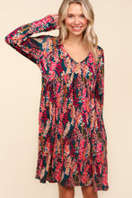 Load image into Gallery viewer, Babydoll Floral Knee Length Dress with Pockets in Hunter Green Berry
