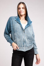 Load image into Gallery viewer, Acid Wash Cotton Waffle Hooded Zip-Up Jacket
