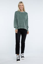 Load image into Gallery viewer, Washed Side Slit Oversized Cropped Sweater
