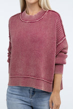 Load image into Gallery viewer, Washed Side Slit Oversized Cropped Sweater
