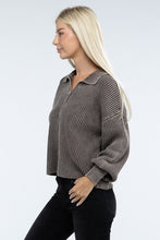 Load image into Gallery viewer, Washed Collared Henley Sweater
