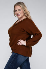 Load image into Gallery viewer, Plus Brushed Waffle V-Neck Button Detail Sweater
