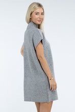 Load image into Gallery viewer, Mock Neck Short Sleeve Sweater Dress with Pocket
