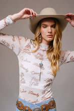 Load image into Gallery viewer, 36698T - Mesh Graphic Long Sleeve Mock Neck Top
