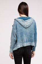 Load image into Gallery viewer, Acid Wash Cotton Waffle Hooded Zip-Up Jacket
