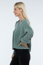 Load image into Gallery viewer, Washed Collared Henley Sweater
