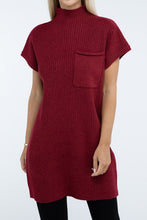 Load image into Gallery viewer, Mock Neck Short Sleeve Sweater Dress with Pocket
