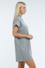 Load image into Gallery viewer, Mock Neck Short Sleeve Sweater Dress with Pocket
