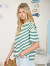 Load image into Gallery viewer, STRIPE COLORBLOCK DETAIL SHORT SLEEVE KNIT T-SHIRT
