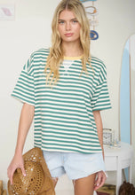 Load image into Gallery viewer, STRIPE COLORBLOCK DETAIL SHORT SLEEVE KNIT T-SHIRT
