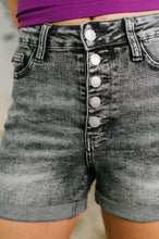 Load image into Gallery viewer, Greyson High Rise Button Fly Cuffed Shorts in Grey
