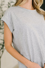 Load image into Gallery viewer, It Starts Here Basic Rolled Sleeve Tee in H Grey
