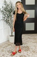 Load image into Gallery viewer, On the Town Lace Scoop Neck Dress in Black
