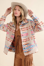 Load image into Gallery viewer, 32621J - Aztec Jacquard Mock Neck Button Up Western Jacket

